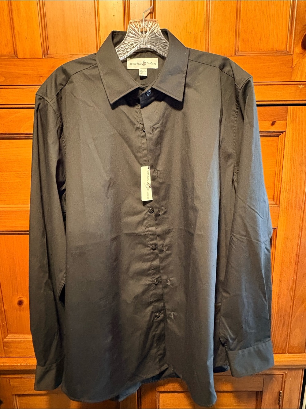 Pierre Cardin Men's Black Button-Down Dress Shirt